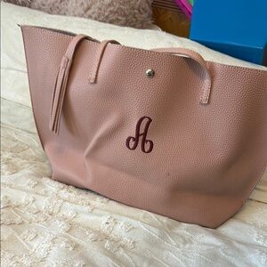 Pink Leather Tote Bag